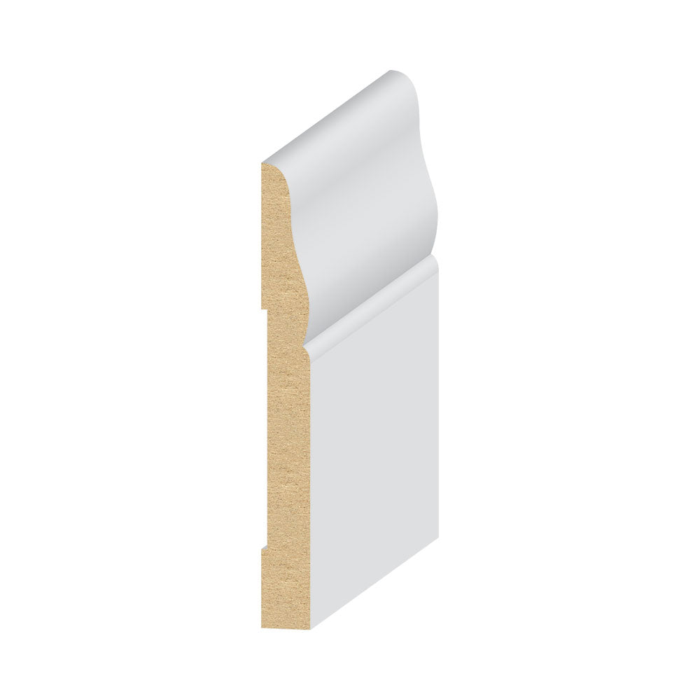 Pro Pack 7/16 in. x 3-1/2 in. x 94 in. Primed MDF Baseboard Moulding (8-Pack − 62.5 Total Linear Feet) 311BMUL