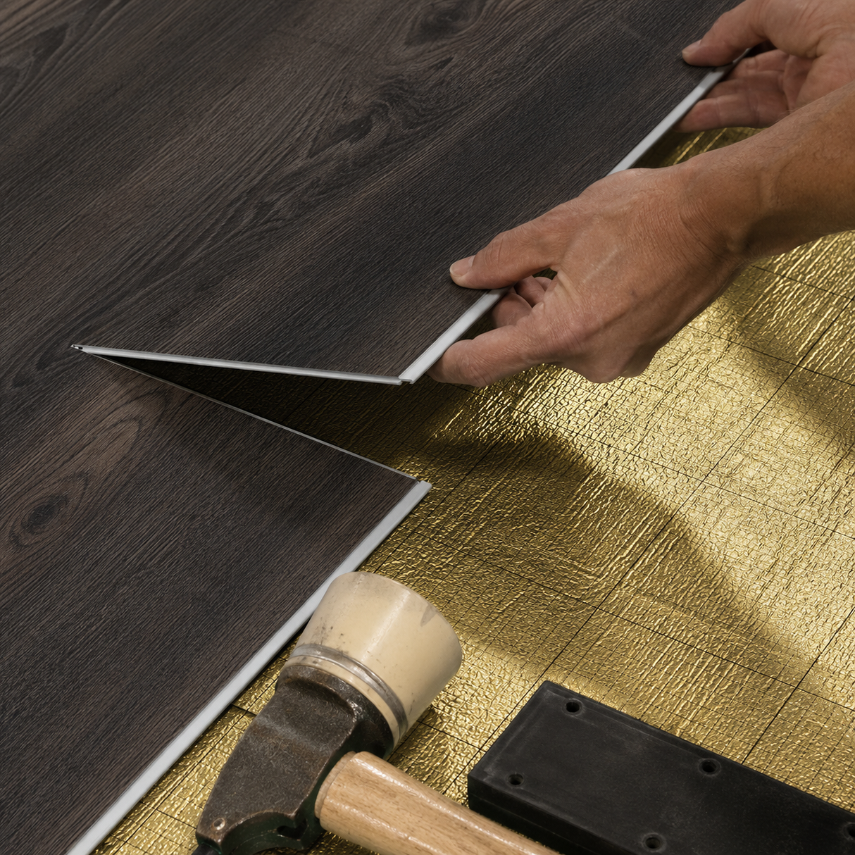 Floorlot ESPRESSO 6.5mm 22 MIL Luxury Vinyl Plank Flooring w/Pad (Lighthouse XL™ Collection)