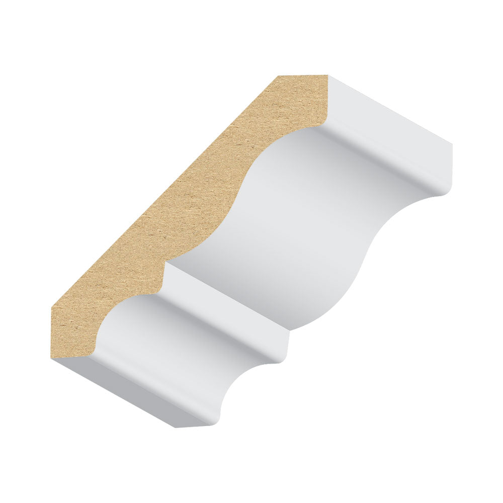 405MUL MDF Crown Moulding 3-1/4" x 16 ft Primed MDF Crown Moulding