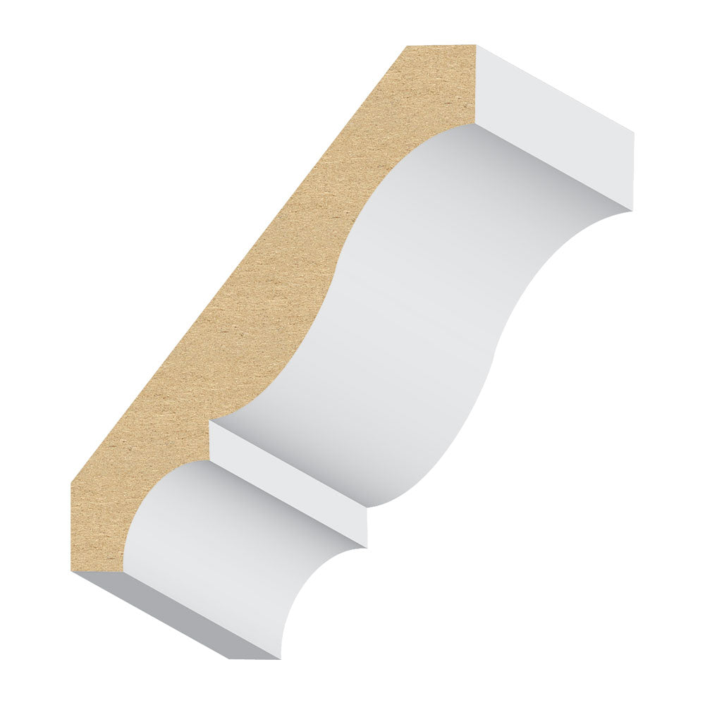 406MUL MDF Crown Moulding 4-1/4" x 16 ft Primed MDF Crown Moulding