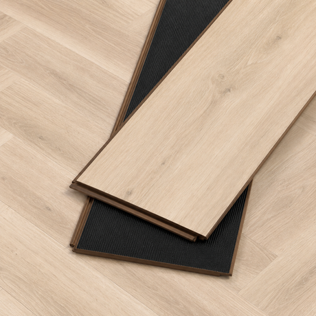 Floorlot CLAY 12mm Herringbone Waterproof Laminate Flooring w/Pad Attached (Mesa™ Collection)