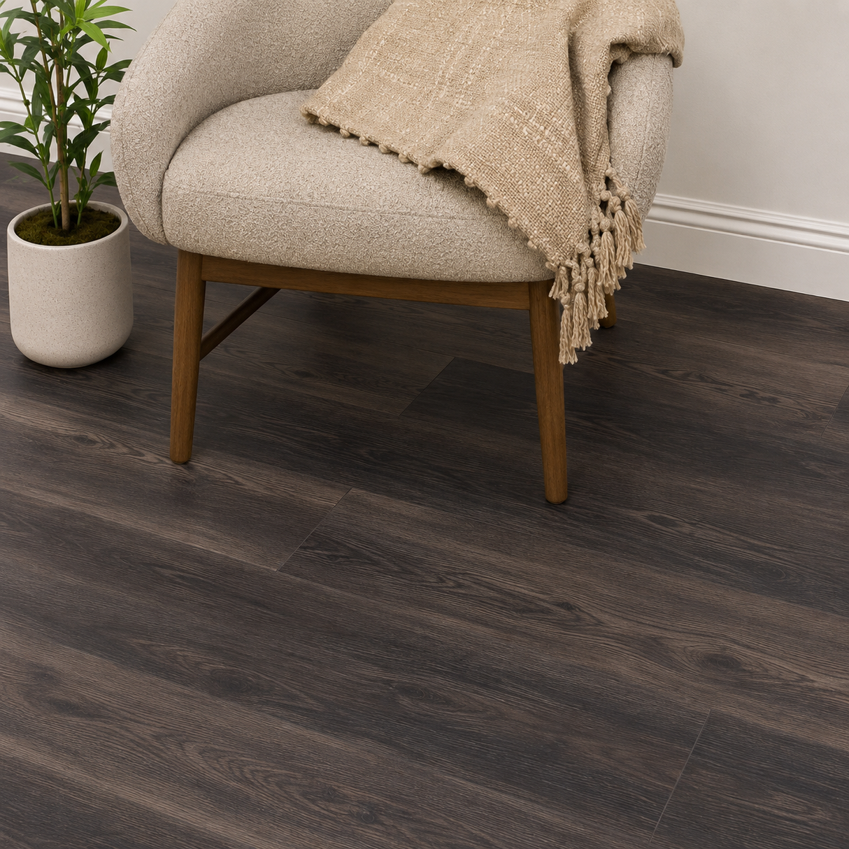 Floorlot ESPRESSO 6.5mm 22 MIL Luxury Vinyl Plank Flooring w/Pad (Lighthouse XL™ Collection)