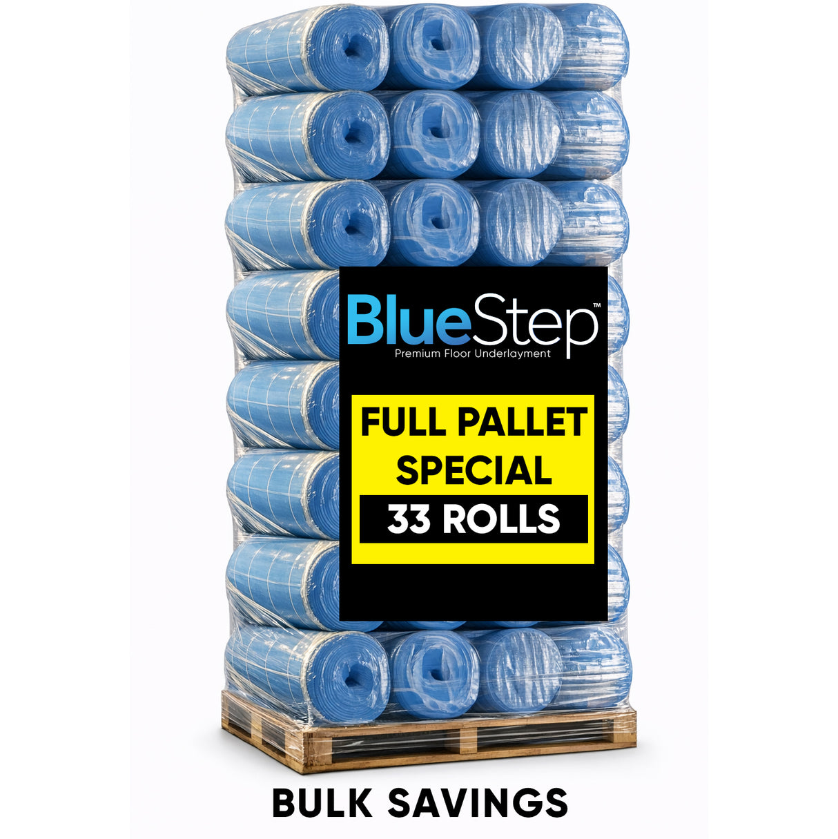 BlueStep Flooring Underlayment for Laminate and Wood Floors (200 sq.ft. Per Roll) - FULL PALLET 33 Rolls