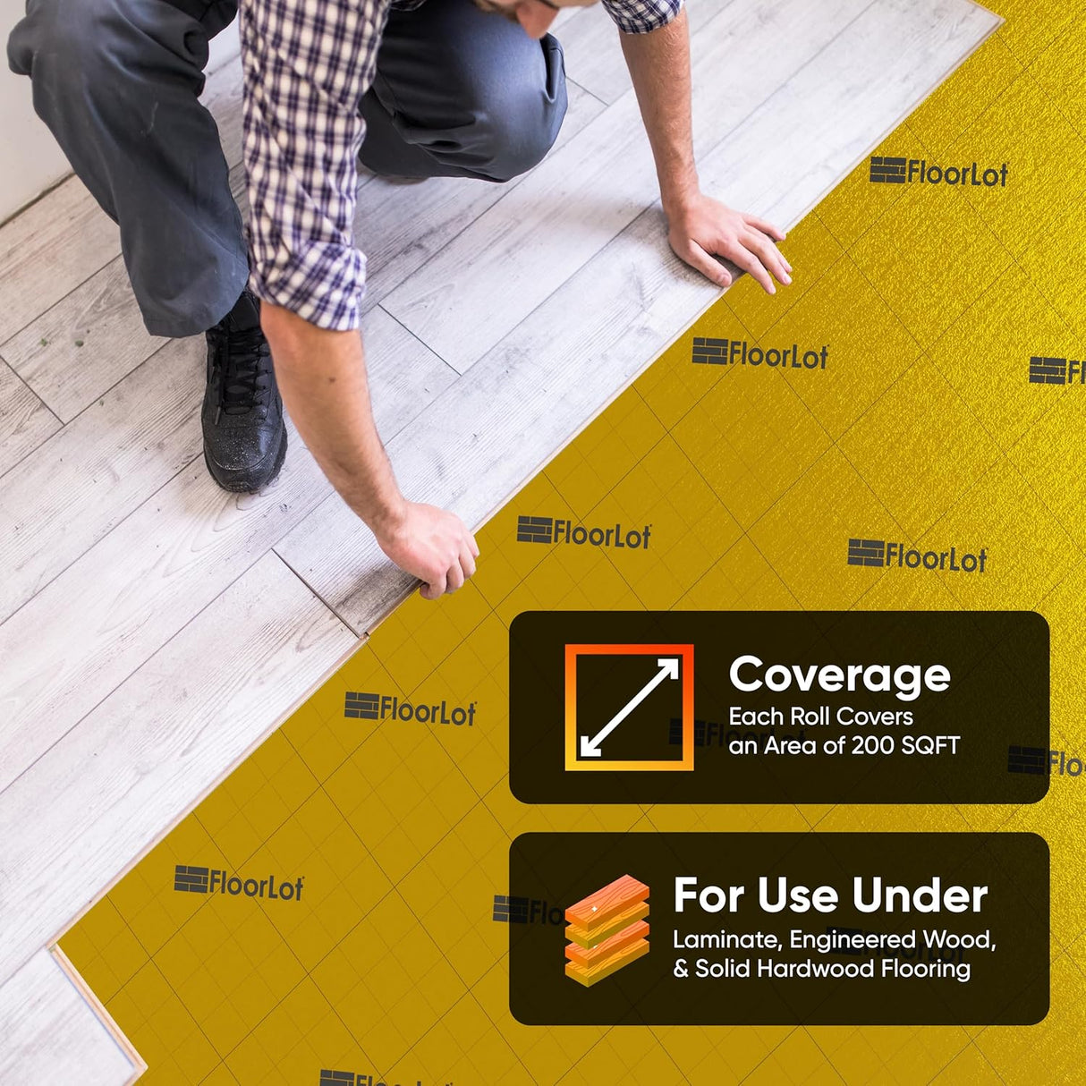 Floorlot® GoldMax Premium Underlayment for Laminate and Engineered Floors (3mm, 200sqft)