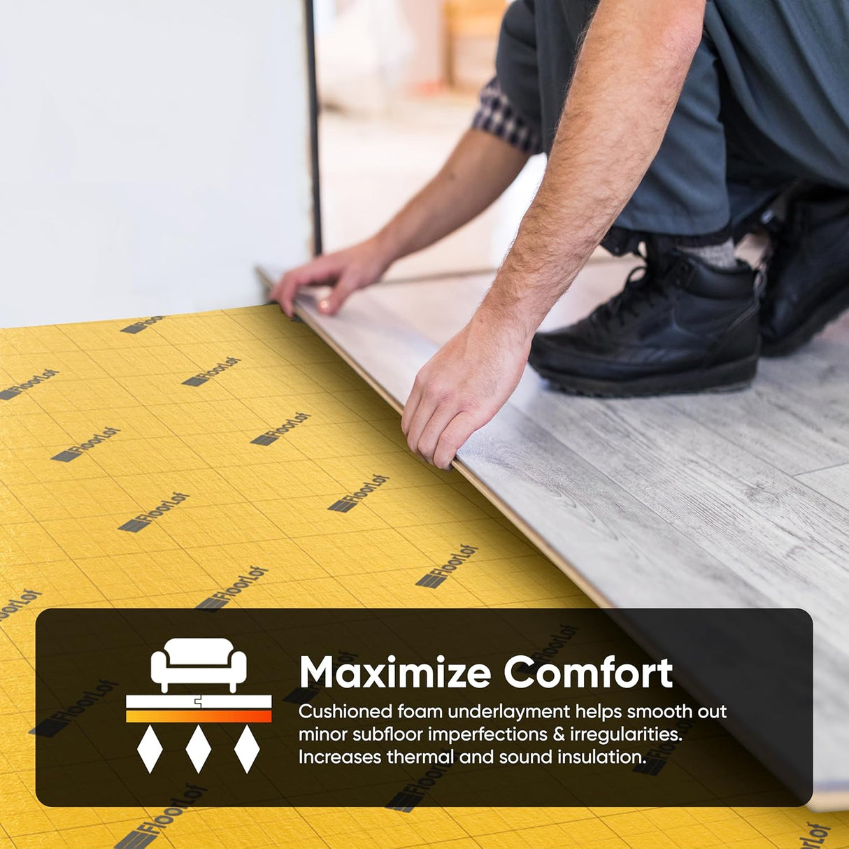 Floorlot® GoldMax Premium Underlayment for Laminate and Engineered Floors (3mm, 200sqft)